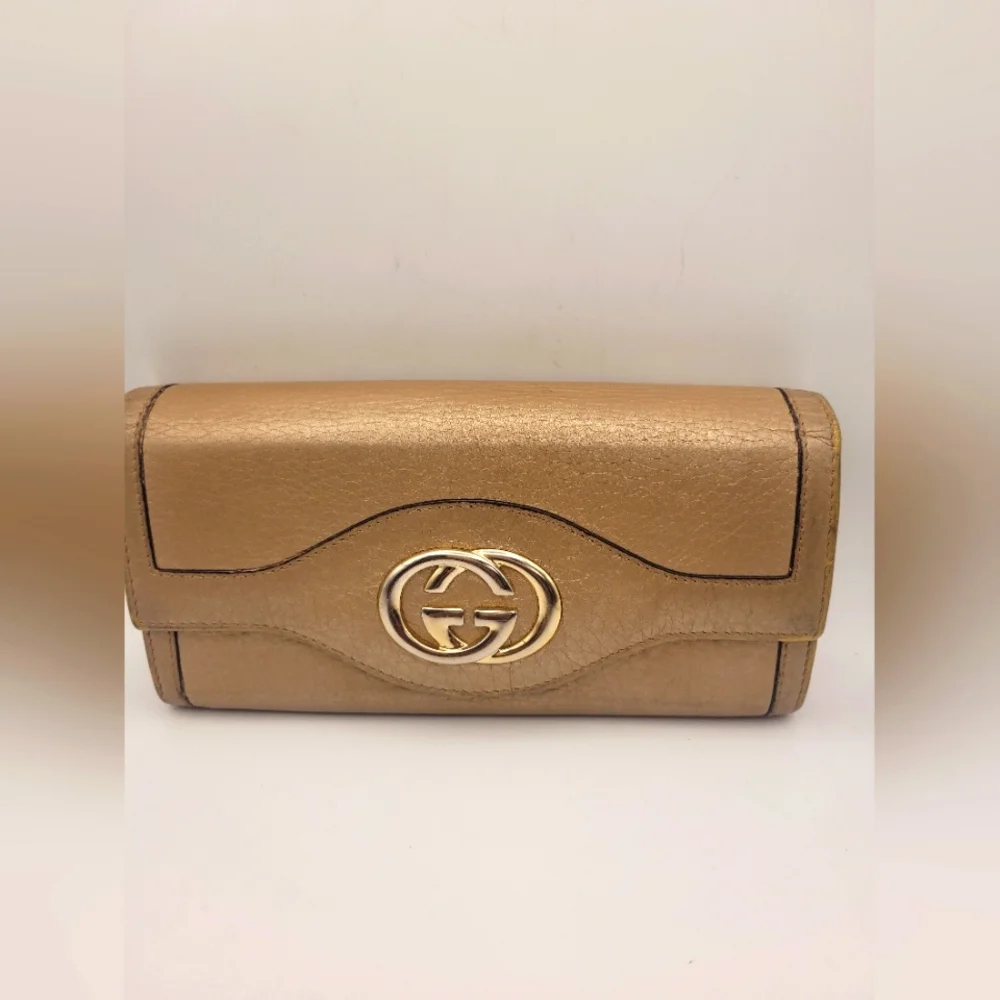Gucci Brown Leather Interlocking GG Continental Wallet